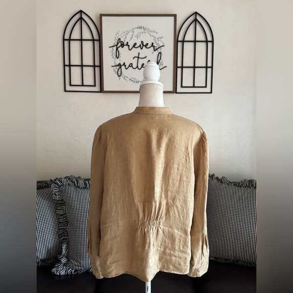Lauren Ralph Lauren 100% Linen Tunic Blouse Size 1X Eyelet Details Coastal Beach - Picture 5 of 15